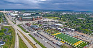 Aerial photo of Green Bay Wisconsin with Lambeau Field