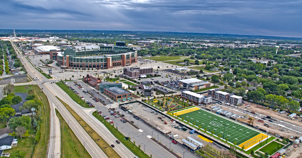 Aerial photo of Green Bay Wisconsin with Lambeau Field